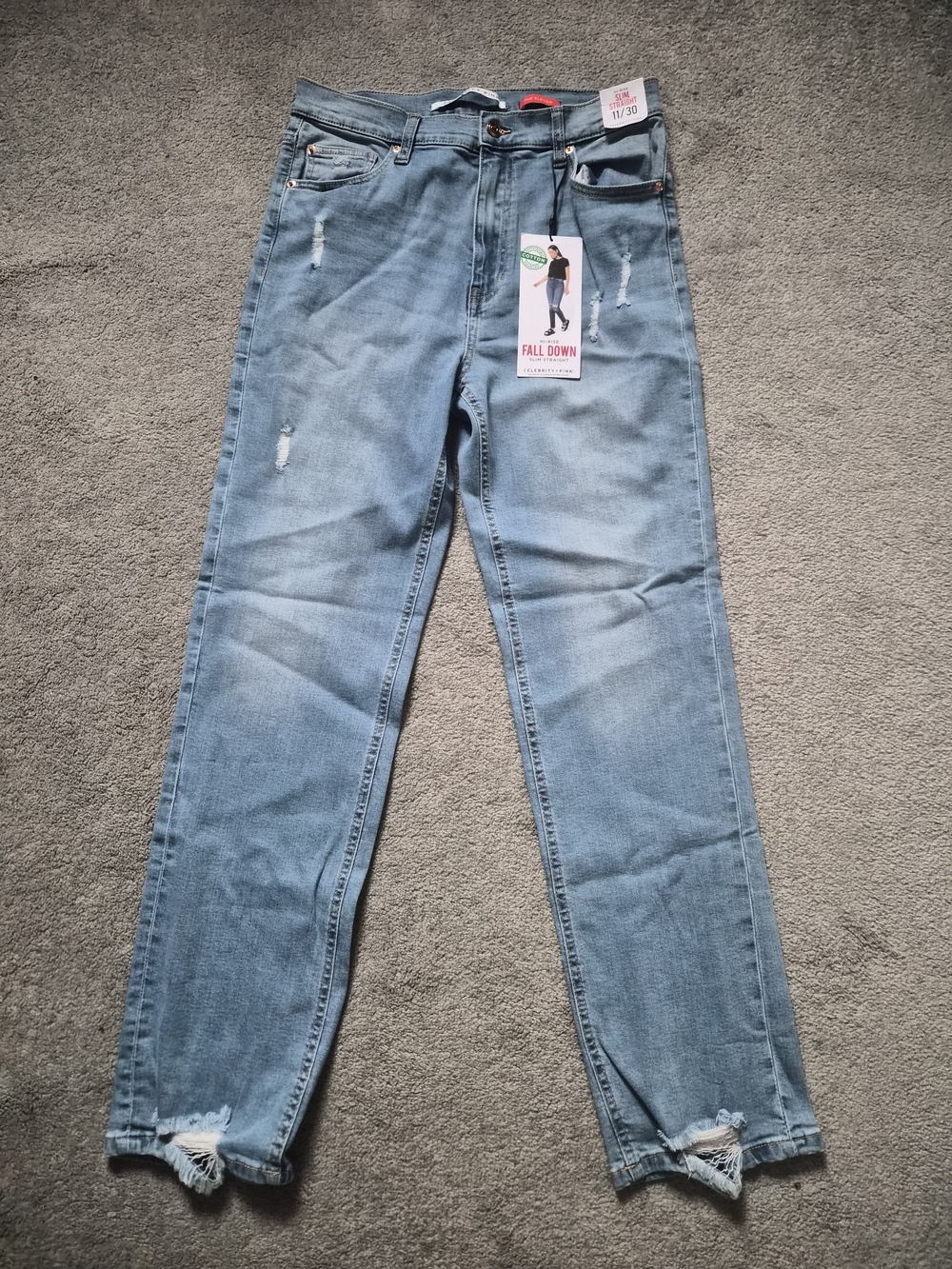Celebrity Pink--Light Blue Women's High-Rise Distressed Jeans